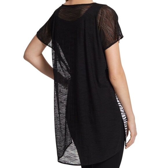 Chico's Animal Print Asymmetrical Tunic Sheer Top Zebra Pool Cover Up Classic 12 - Picture 2 of 10